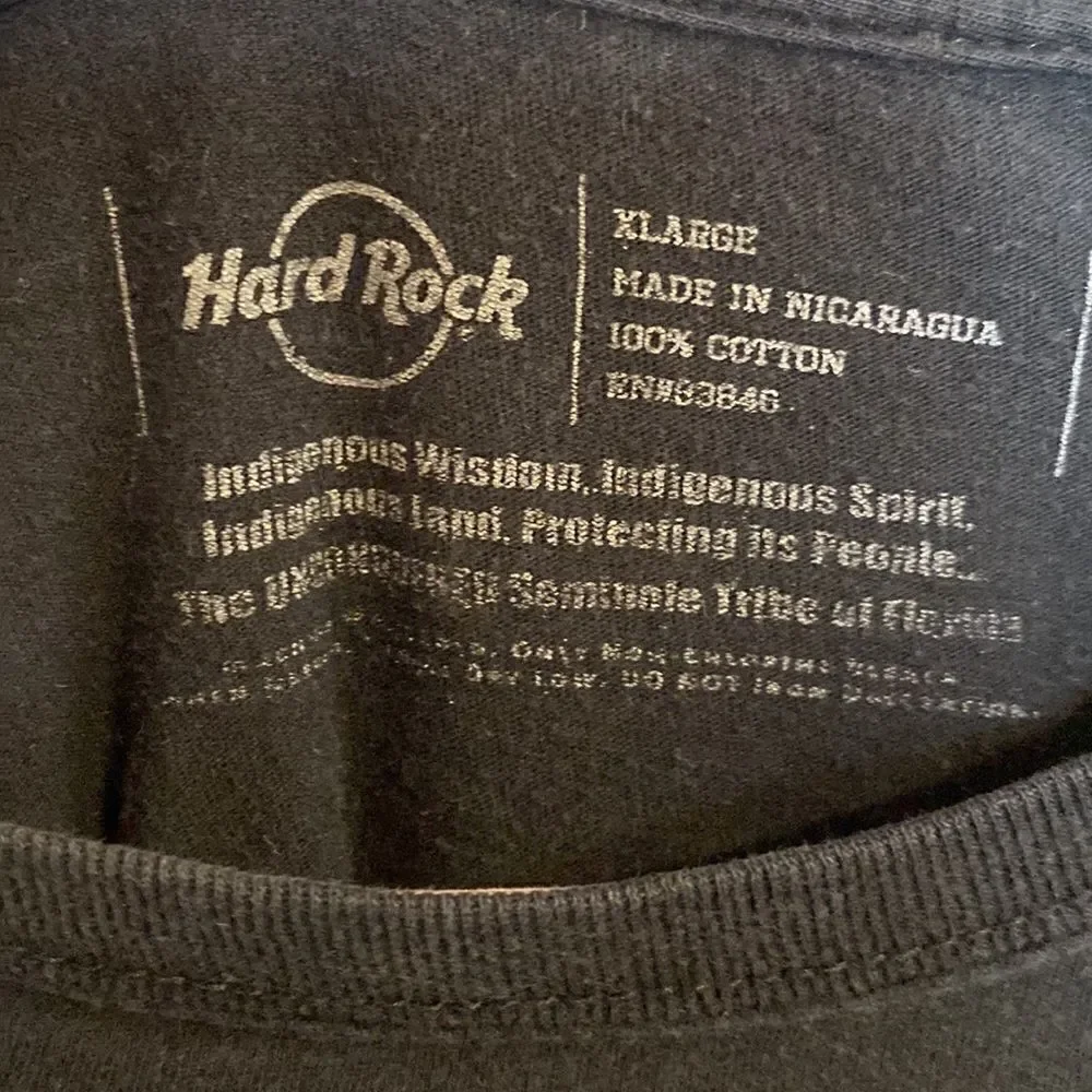 Hard Rock Hollywood Florida Black Tee Shirt Short Sleeve XL